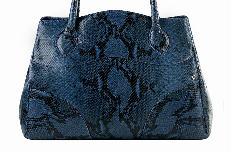 Navy blue women's large dress handbag, matching pumps and belts - Florence KOOIJMAN